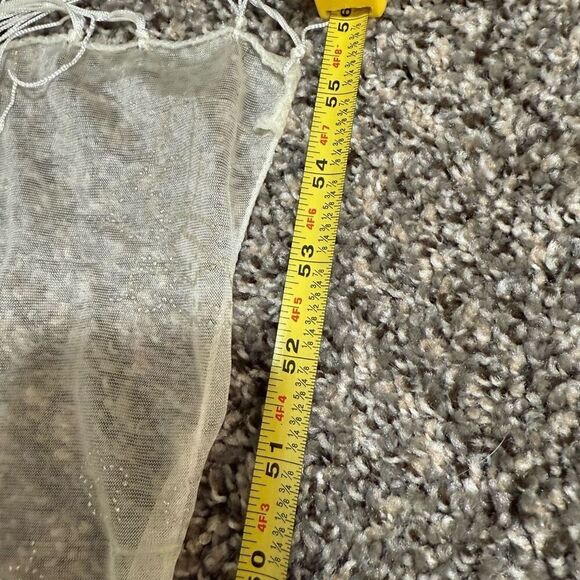 Cream Tan Butterfly Y2K Neck Scarf 90s Fringe Tassel Rhinestone - Picture 6 of 7